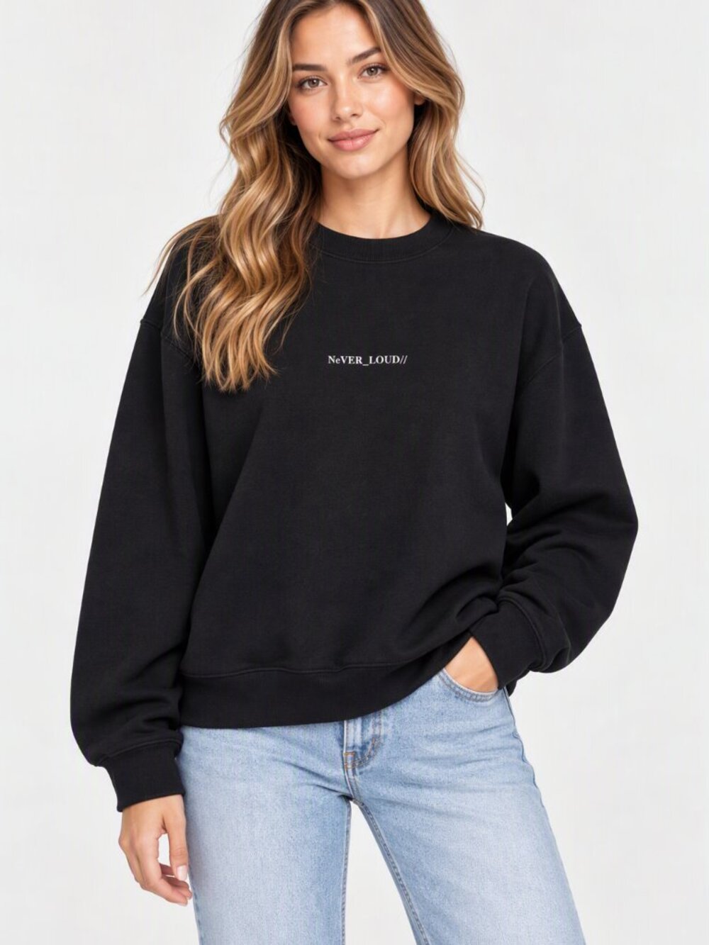 Zara Fleece Crewneck Sweatshirt Sloan Print Black Women L NWT